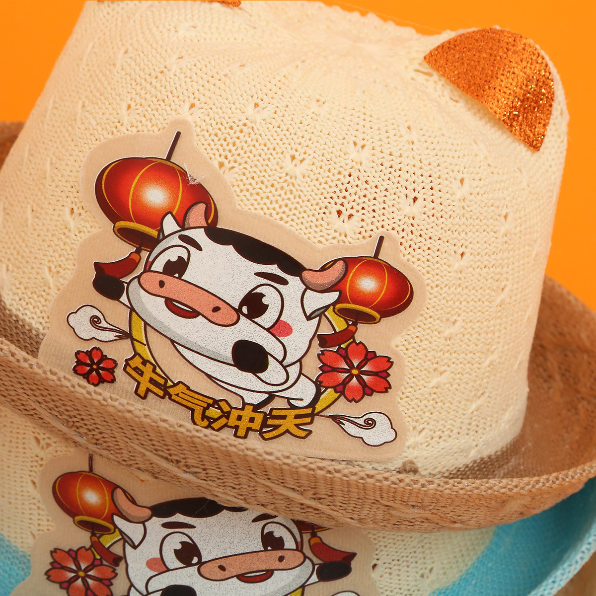 防晒渔夫帽男女童春夏季遮阳帽牛气冲天中小童男童女孩盆帽防风绳