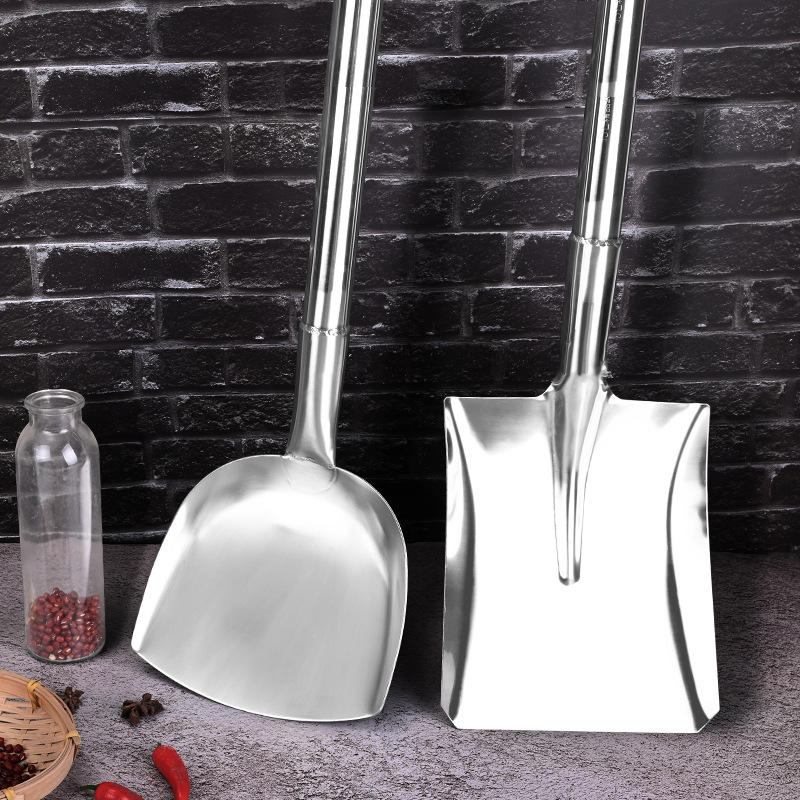 不锈钢锅铲加长炒菜厨师专业炒勺食堂特大商用炒菜铲子长柄