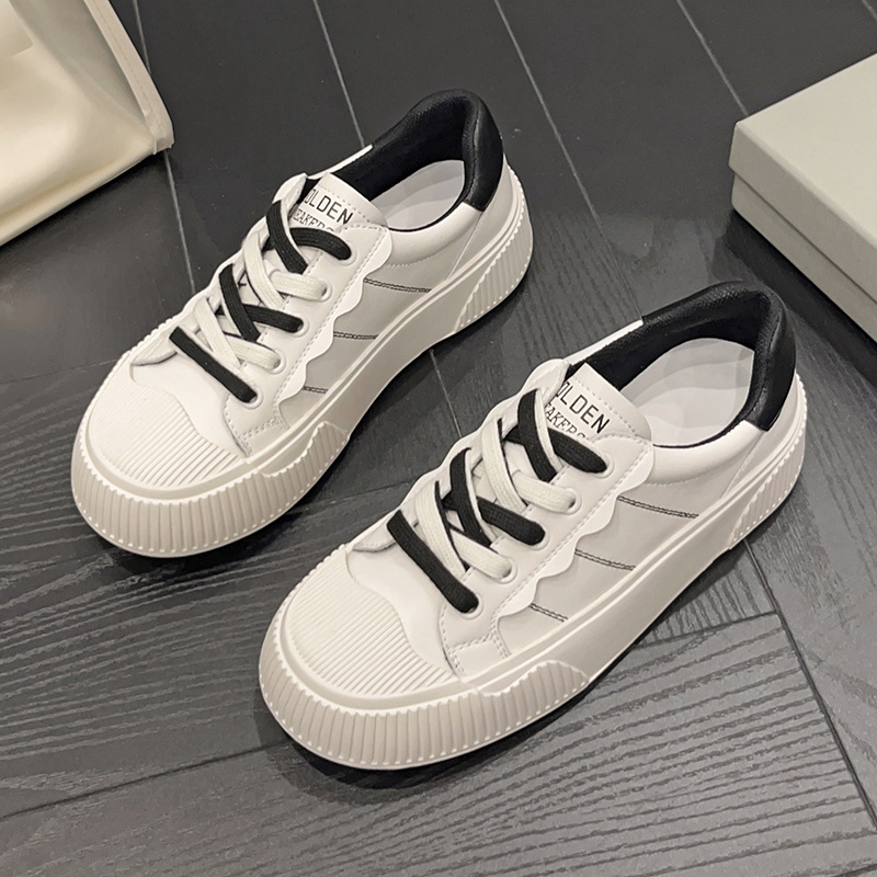 Large Size Women's Shoes 2023 New Platform Widened and Fattened Women's Shoes Korean Casual Board Shoes Women's All-Match Flat