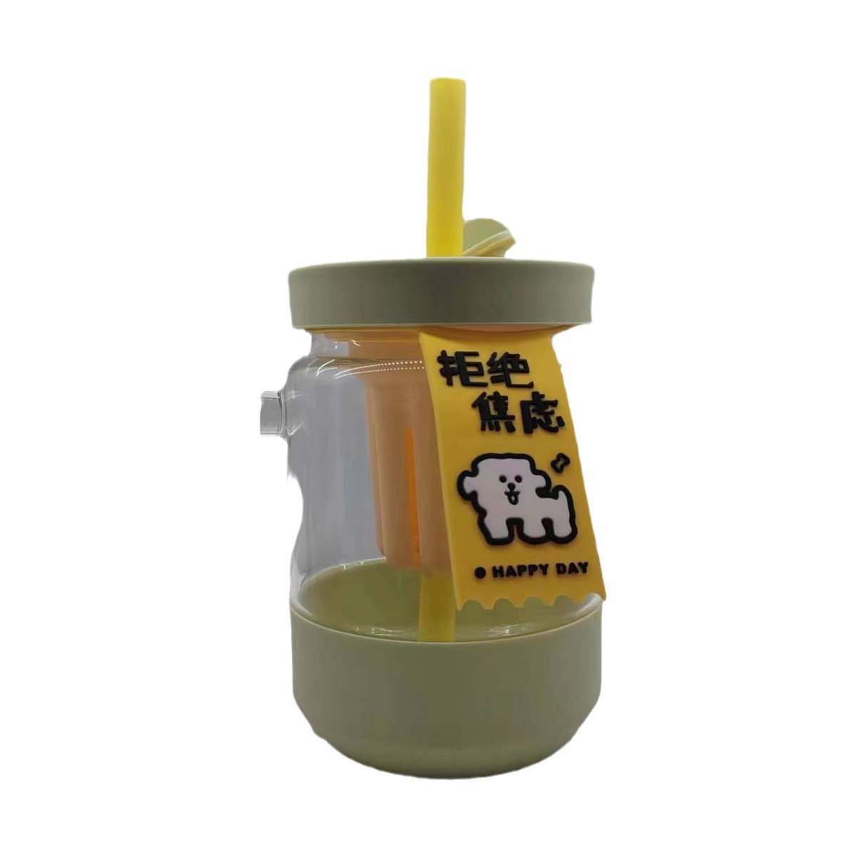 Ws Fun Handle Cup with Straw Glass Straw Cup Cup with Straw Girls Summer Good-looking Large-Capacity Water Cup 2023 New