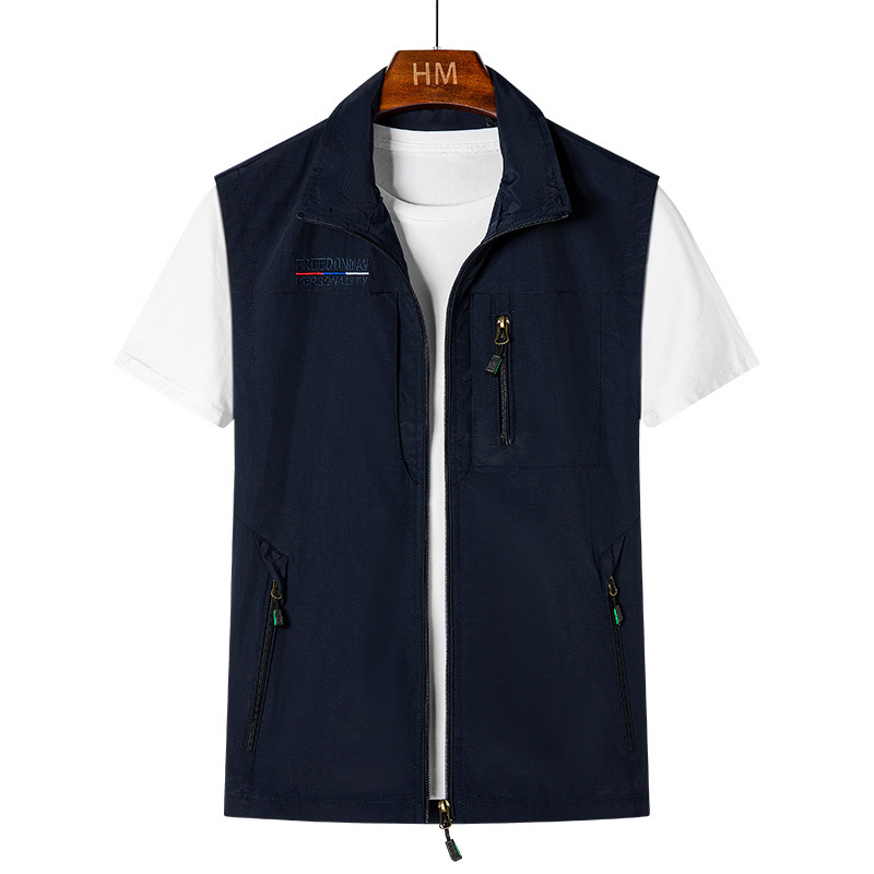 男春秋户外休闲防水大码钓鱼摄影多口袋速干马甲欧美工装坎肩跨境