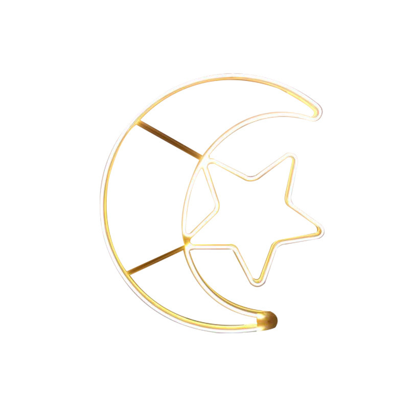 led发光月亮秋千户外月球灯摄影道具灯星空艺术大号月牙灯星星灯