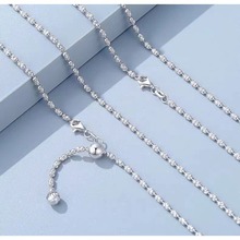 Pt950铂金项链意大利工艺钻石链女士白金锁骨项链抽拉调节毛衣链