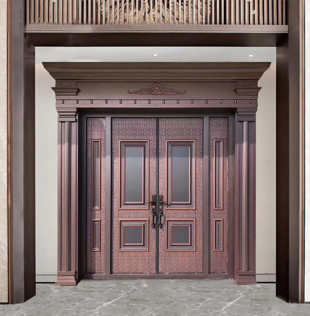 铸铝艺术别墅双开进户铝合金防盗隔音大门包测量包安装精雕门