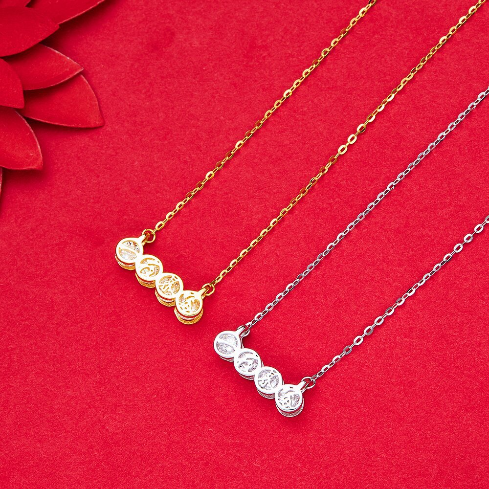 新款s925纯银一夜暴富项链小众设计感百搭男女吊坠一字链工厂直销