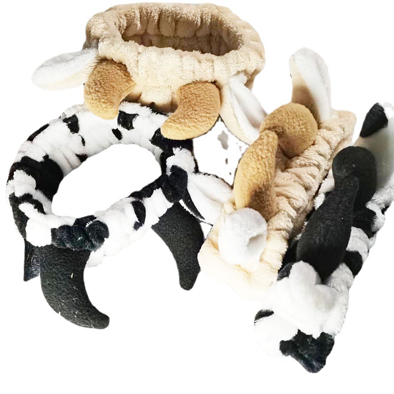 Super Cute Horn Hair Band Sweet Dairy Cattle Hair Band Makeup and Face Wash Mask Headband X-Niu Ren New Accessories