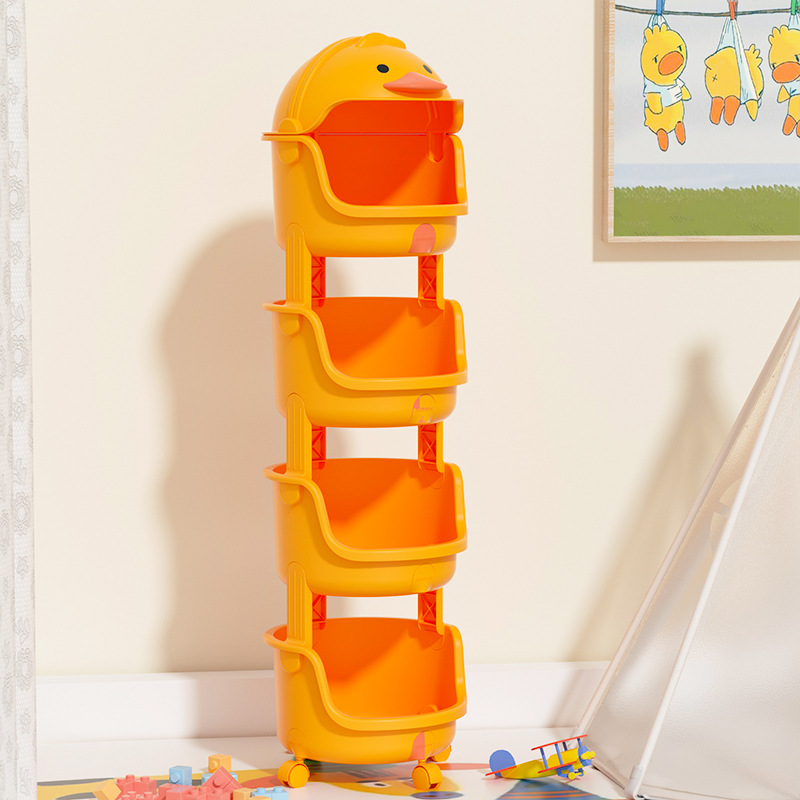 Children's Toy Storage Rack Trolley Rack Large Capacity Living Room Picture Book Rack Baby Bookshelf Schoolbag Organizing Rack