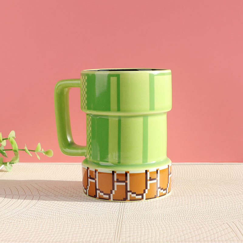 Cute Super Mario Pipe Shape Pixel Water Cup Cartoon Milk Cup Mug Coffee Cup Ceramic Cup