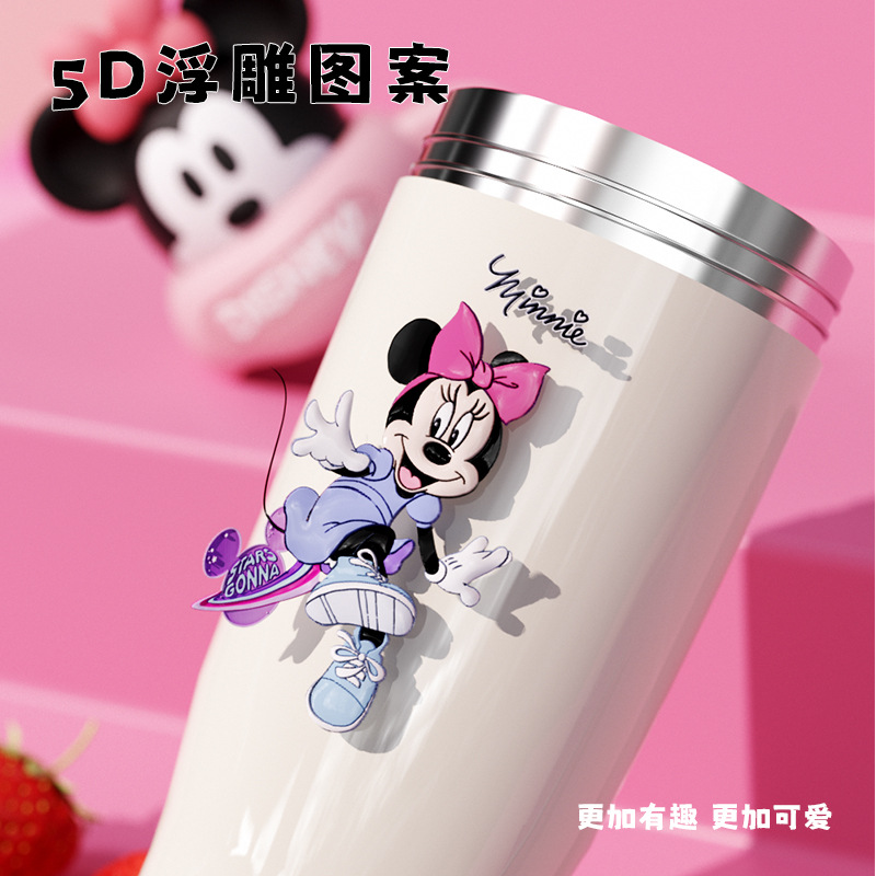 Thickened Mickey Strawberry Bear Children's Straw Cup Ice Cream Cup 316 Stainless Steel Car Cup Girls' Vacuum Cup Cute