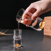 一皿水晶玻璃金山白酒分酒器小酒杯家用带刻度分酒壶一口酒盅酒具