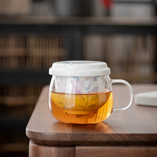 玻璃杯茶杯茶水分离陶瓷泡茶杯带盖过滤水杯男女功夫茶手绘泡茶杯