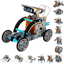 DIY拼装玩具 十三合一自装太阳能玩具车13合1智能机器人电池版