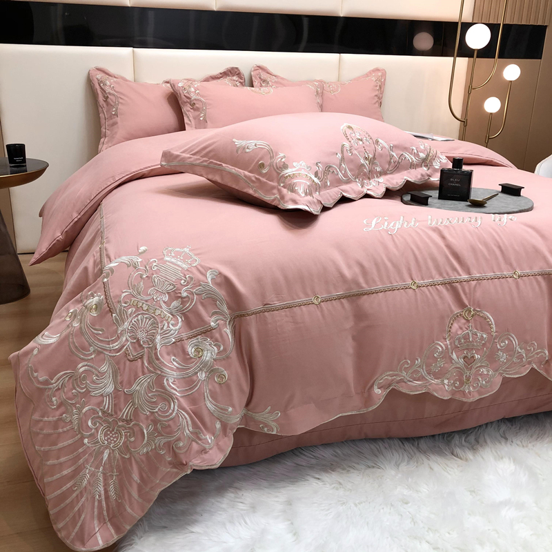 c4wb结婚简约新款被套刺绣四件套被罩床单婚嫁床上用品双人南通家