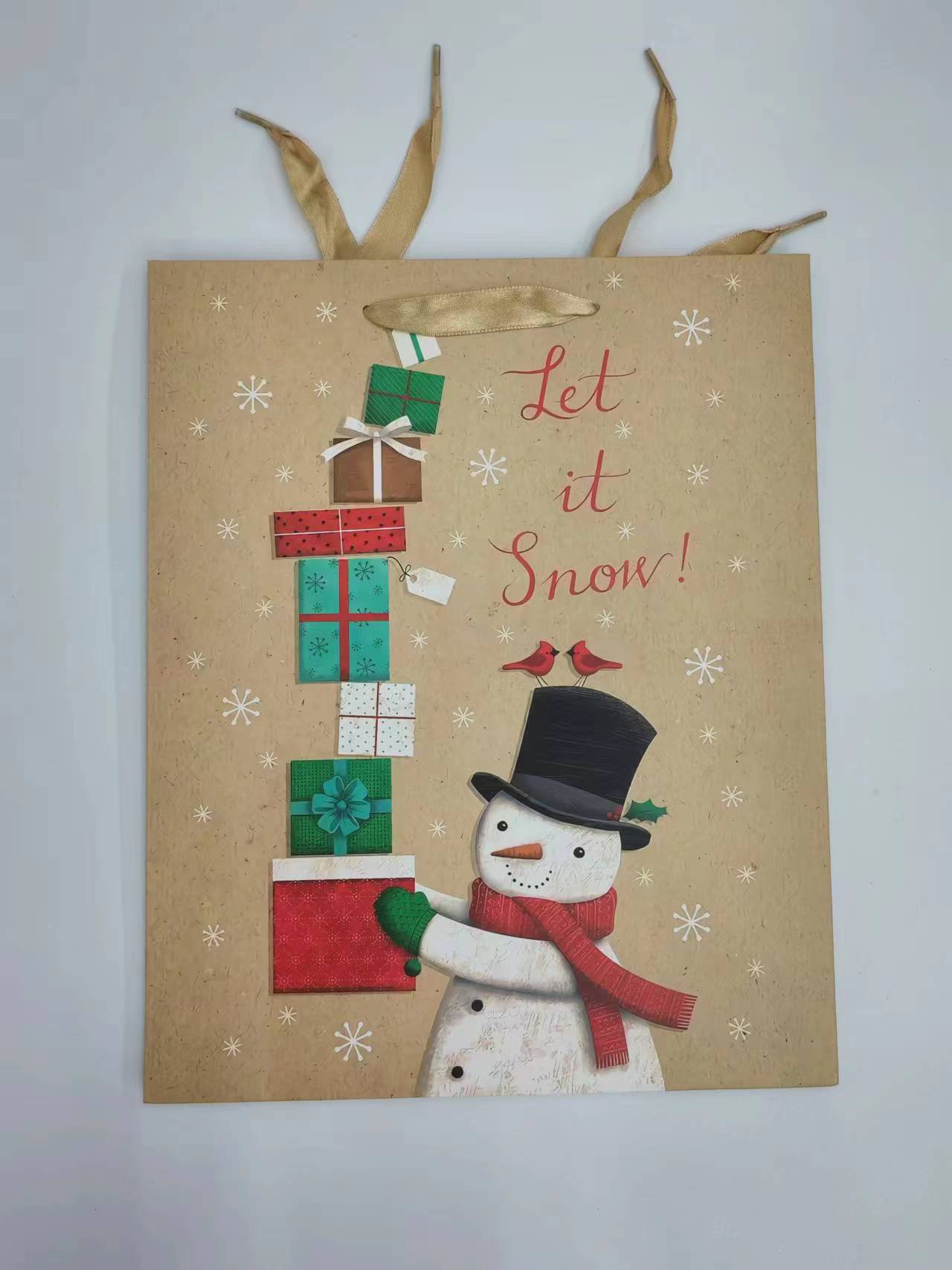 210G White Card New Design Christmas Theme Gift Bag Handbag Paper Bag in Stock