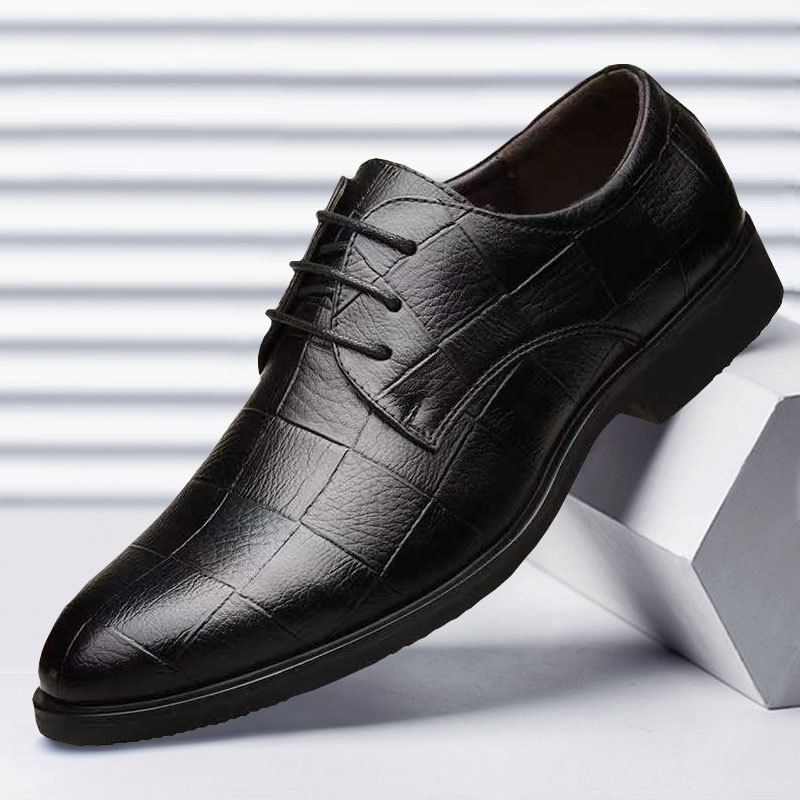 New Plaid Suit Men's Business Leather Shoes Formal Wear plus Size Men's Shoes Versatile Lattice Casual Wedding Shoes