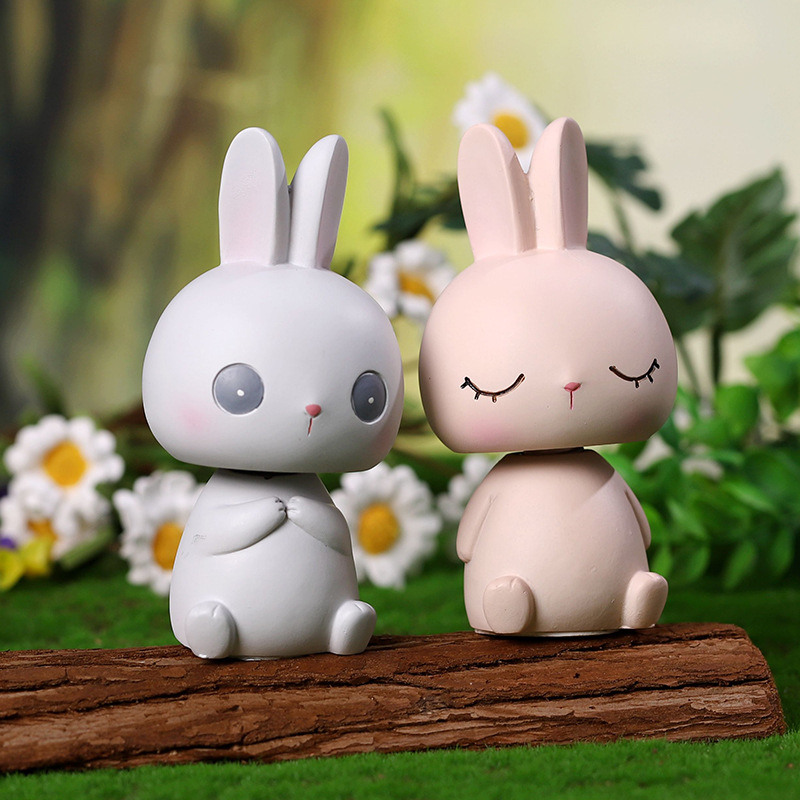 网红车载摆件卡通可爱小兔子家居桌面装饰品创意星星灯生日礼物