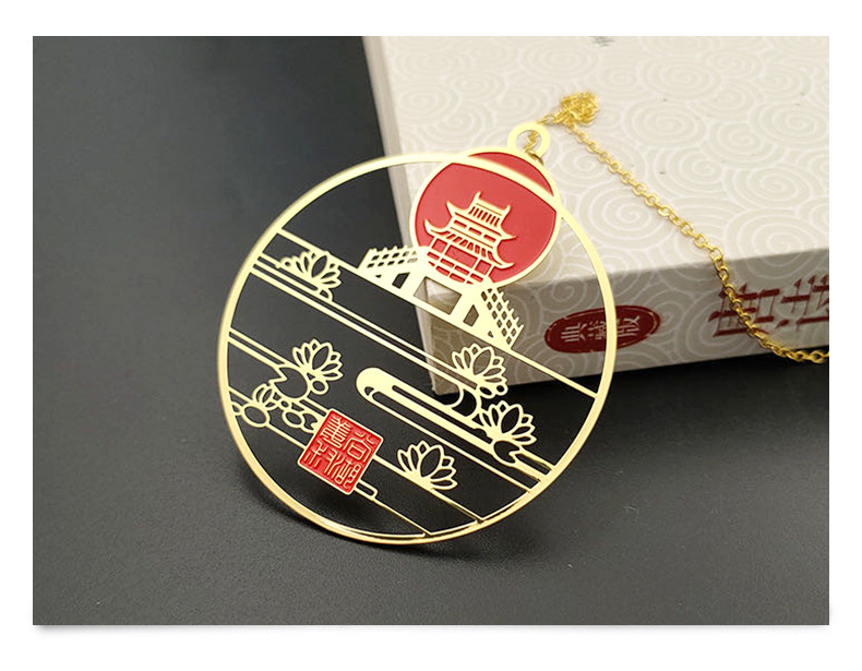 金属书签镂空古风 精美旅游景区工艺品文创礼品 创意 烤漆书签