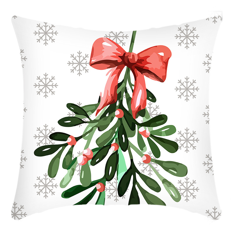 New Christmas Pillow Cover Red Simple Christmas Printing Amazon Cross-Border Cushion Home Throw Pillowcase