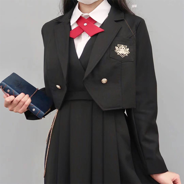 原创jk制服西装外套校服正版日系护奶裙班服女学生学院风黑色短款