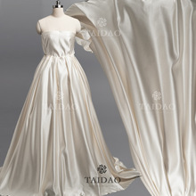台岛新款婚纱公主裙贡缎395厚缎高定礼服白色布料丝绸缎服装面料