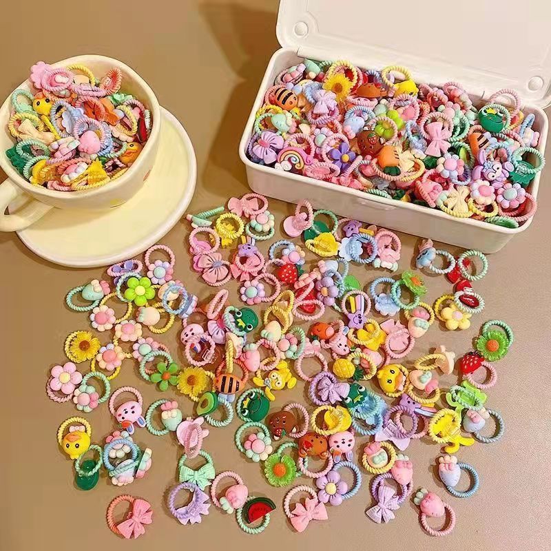 2023 Children's Cartoon Rubber Band Cute Hair Friendly String Small Internet Hot New Ring Ring Hair Rope Hair Ring