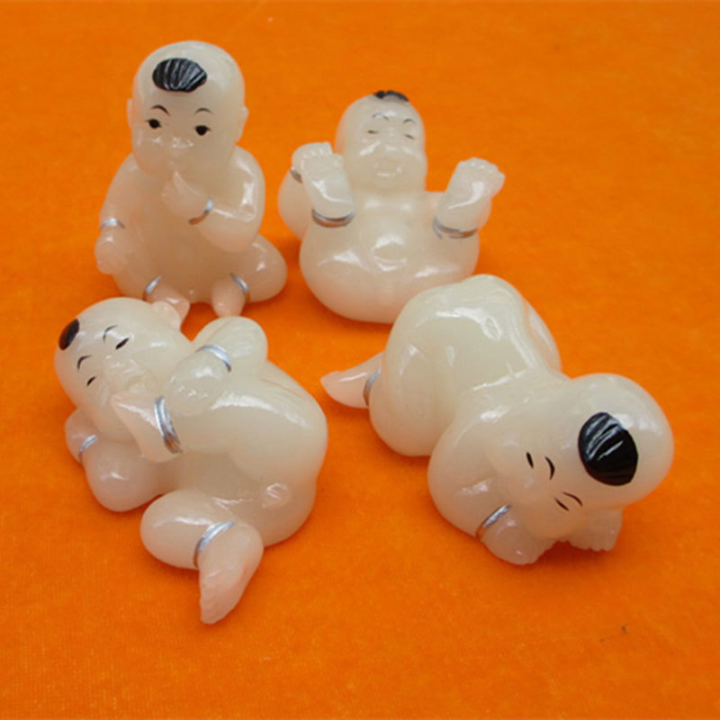 地中海家居装饰迷你新款夜光四喜娃娃套装小饰品 陶瓷工艺品批发