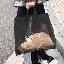 黑色服装店女装装衣服手拎袋子透明手提塑料购物袋批发