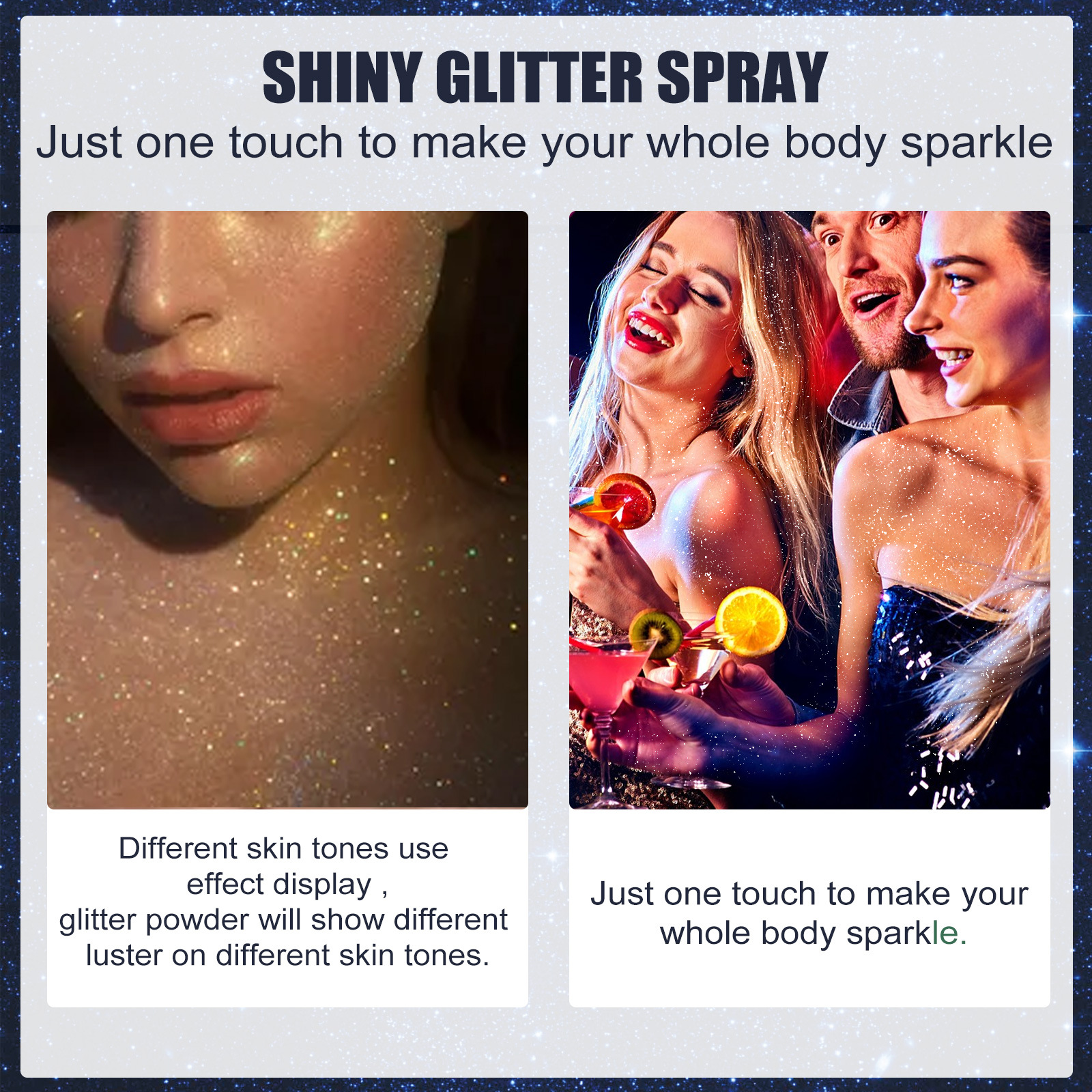 Eelhoe Flash Spray Nightclub Party Skin Brightening Glitter Clothing Highlight Halloween Brightening Makeup