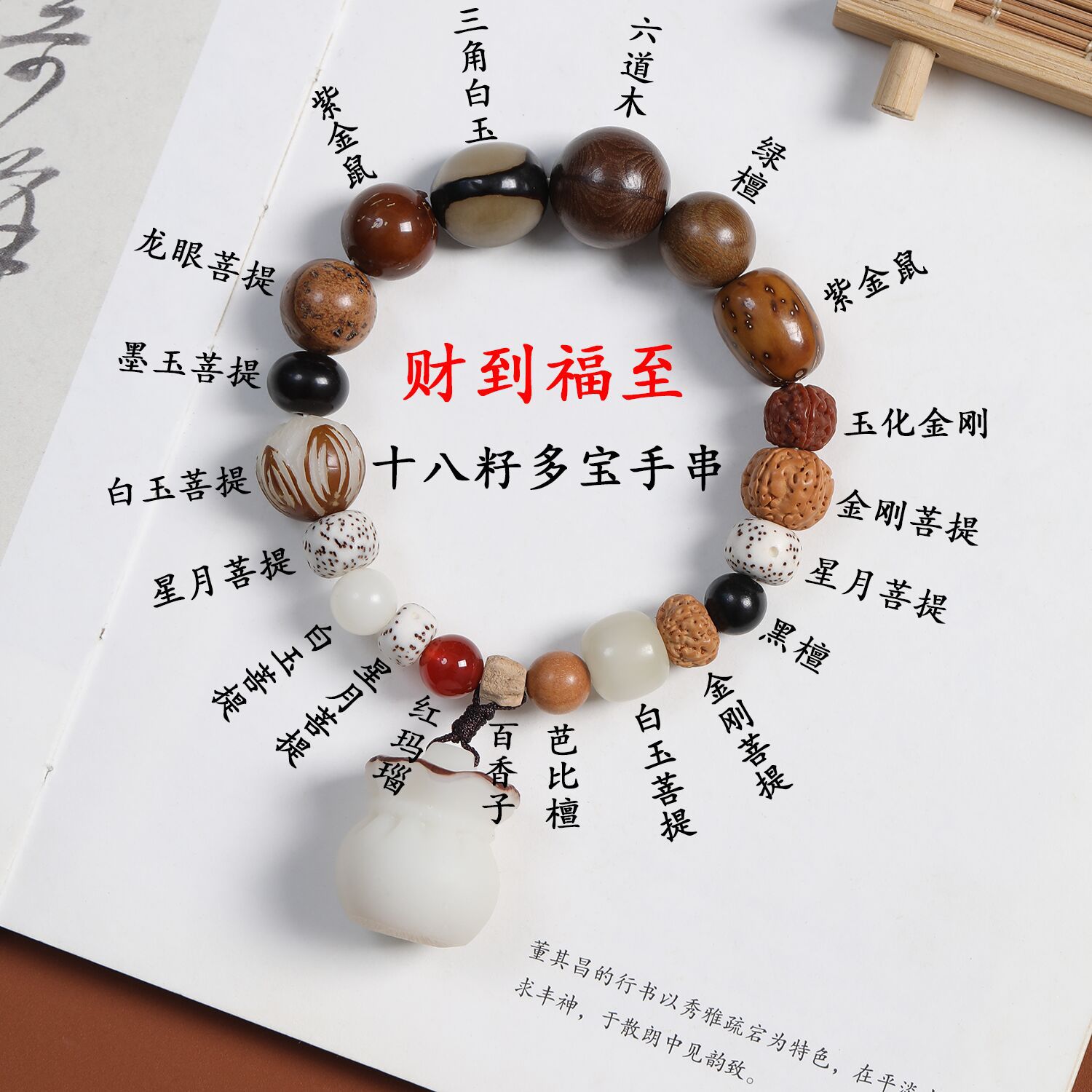 18籽多宝手串财到福至十八子菩提单圈十八籽18子手链文玩佛珠盘玩