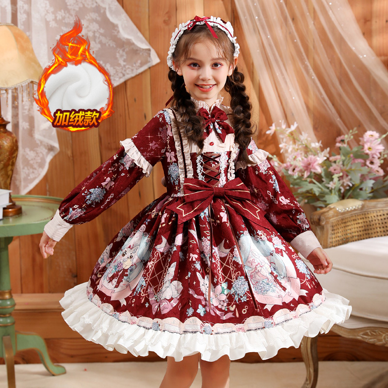 圣诞节儿童小洋装仙女裙超仙女孩公主裙高贵洛丽塔裙子冬天lolita