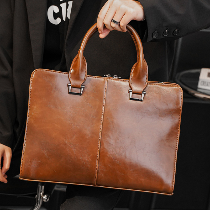 New Fashion Men's Handbag Shoulder Bag Pu Leather Messenger Bag Business Men's Computer Bag Business Trip Briefcase Men