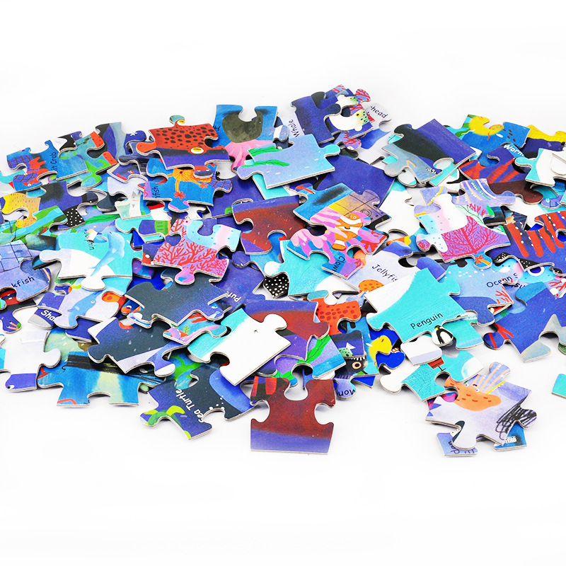 g邦臣小红花 小孩拼图100块儿童海底世界益智游戏书男女孩智力开