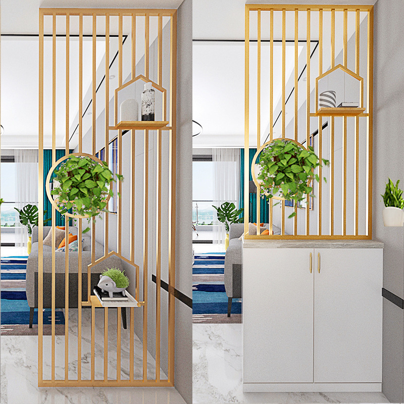北欧轻奢入户铁艺屏风办公室镂空装饰隔断墙客厅玄关鞋柜格栅批发
