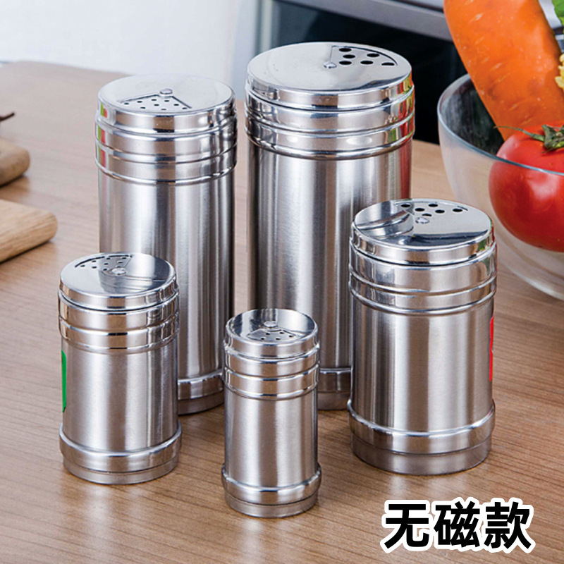 Large Pepper Shaker Stainless Steel Spice Jar Pepper Shaker Spice Jar Toothpick Holder Barbecue Supplies Rotating Shaker