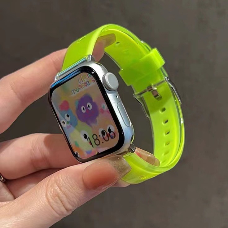 适用于苹果applewatch手表带s9夏日透明果冻色iwatch678代se2表带