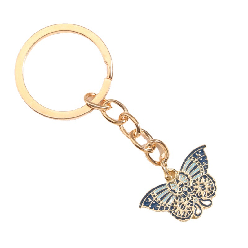 跨境热销夏日新款滴油蝴蝶钥匙扣挂件车钥匙扣包包挂件配饰亚马逊