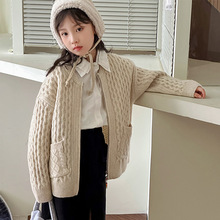女童开衫毛衣2023新款秋装儿童洋气针织衫女孩韩版时髦长袖外套潮