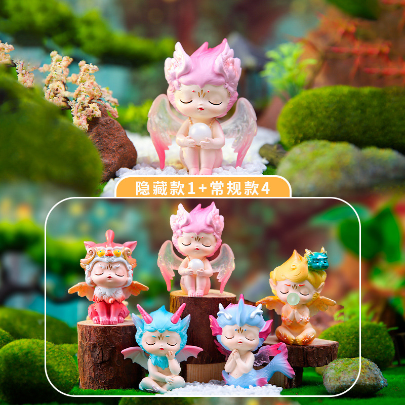 东方神兽盲盒国潮风树脂公仔摆件家居桌面小物件创意装饰生日礼物