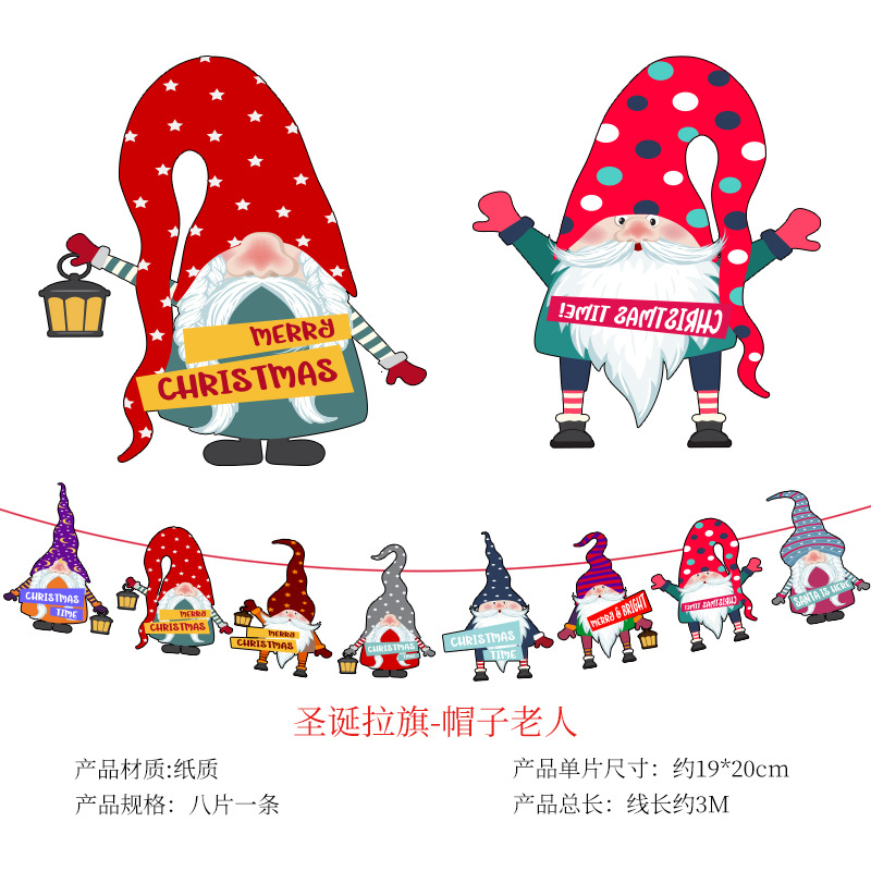 Christmas Decorations Hanging Flag Paper Cartoon Atmosphere Decoration Holiday Decorations Hanging Flag Decoration