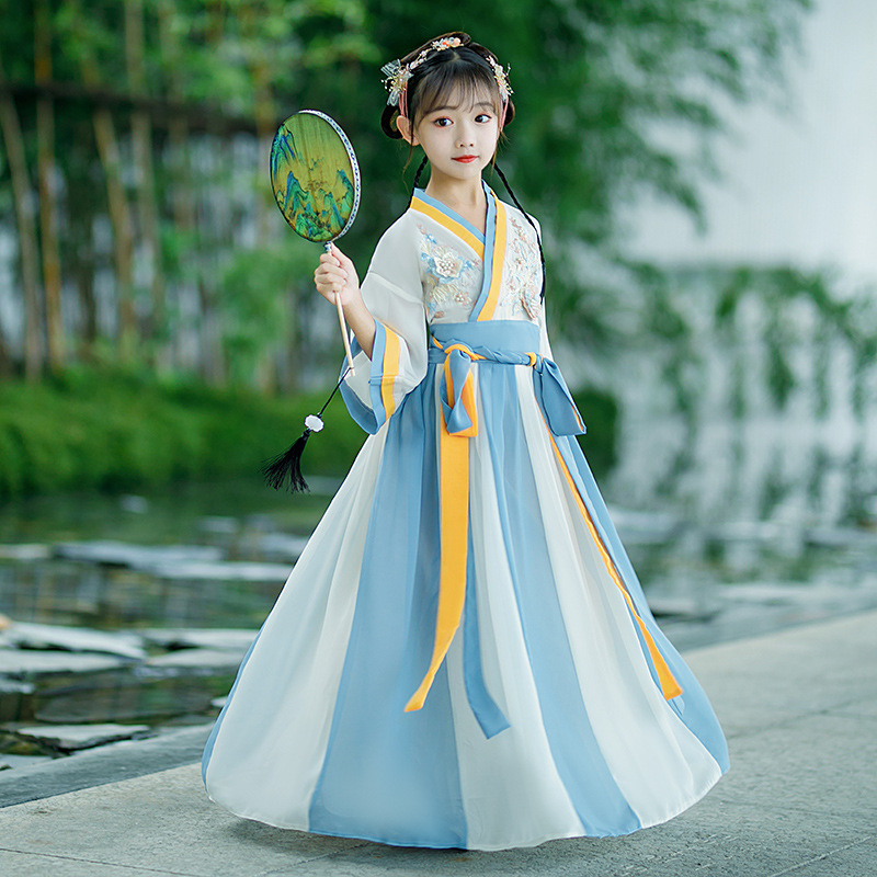 女童中国风超仙古装汉服春儿童古风唐装连衣裙小女孩童装襦裙春季
