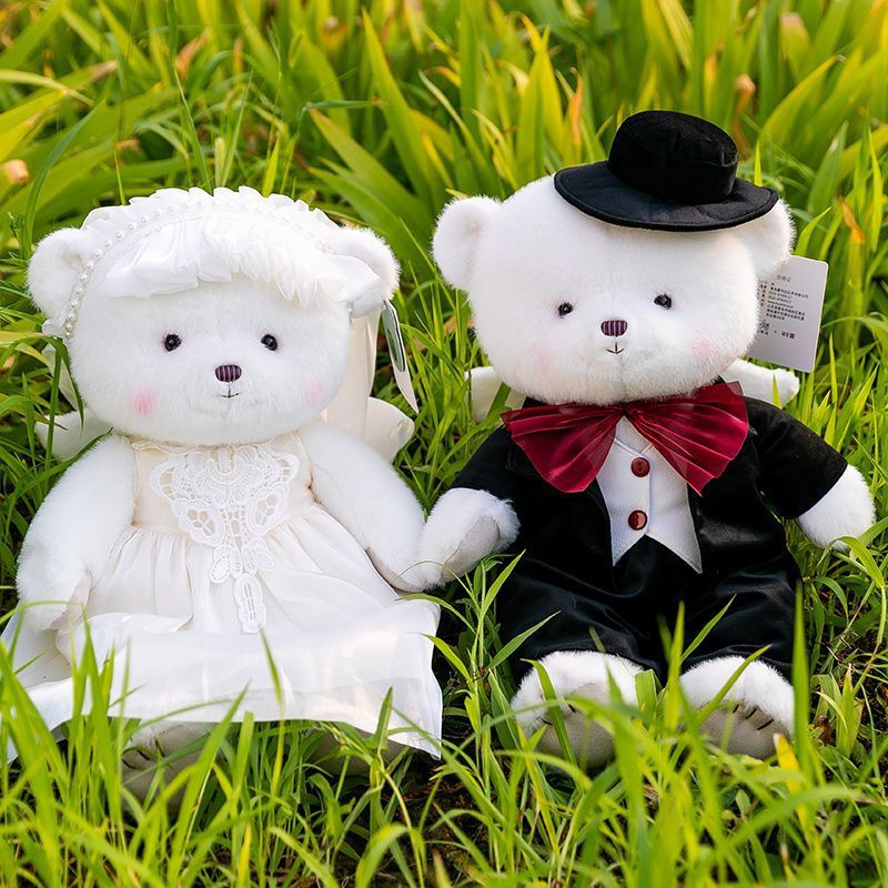 正版婚纱熊外贸婚礼抛洒七夕礼物泰迪熊天使熊毛绒玩具情侣熊跨境