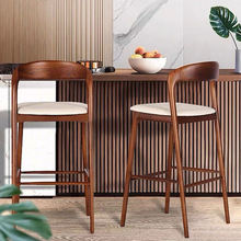 吧台凳子现代简约白椿木酒吧椅子靠背家用实木高脚凳咖啡厅吧椅子