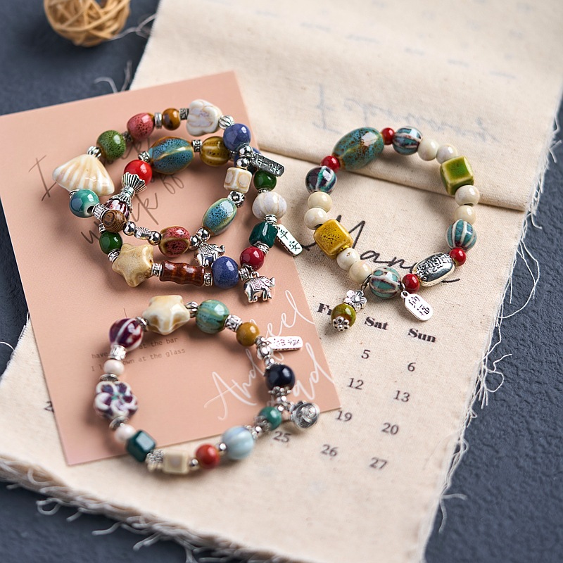 jingdezhen ceramic bracelet national style gift hand-woven a bunch of porcelain set fresh girl all-match new chinese style