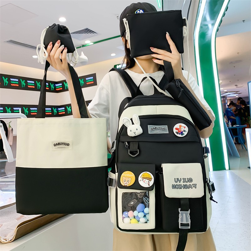 Women's Bag 2022 New Clear Fashion Large Capacity Contrast Color School Bag Casual Cute Junior High School Make-up Bag Male