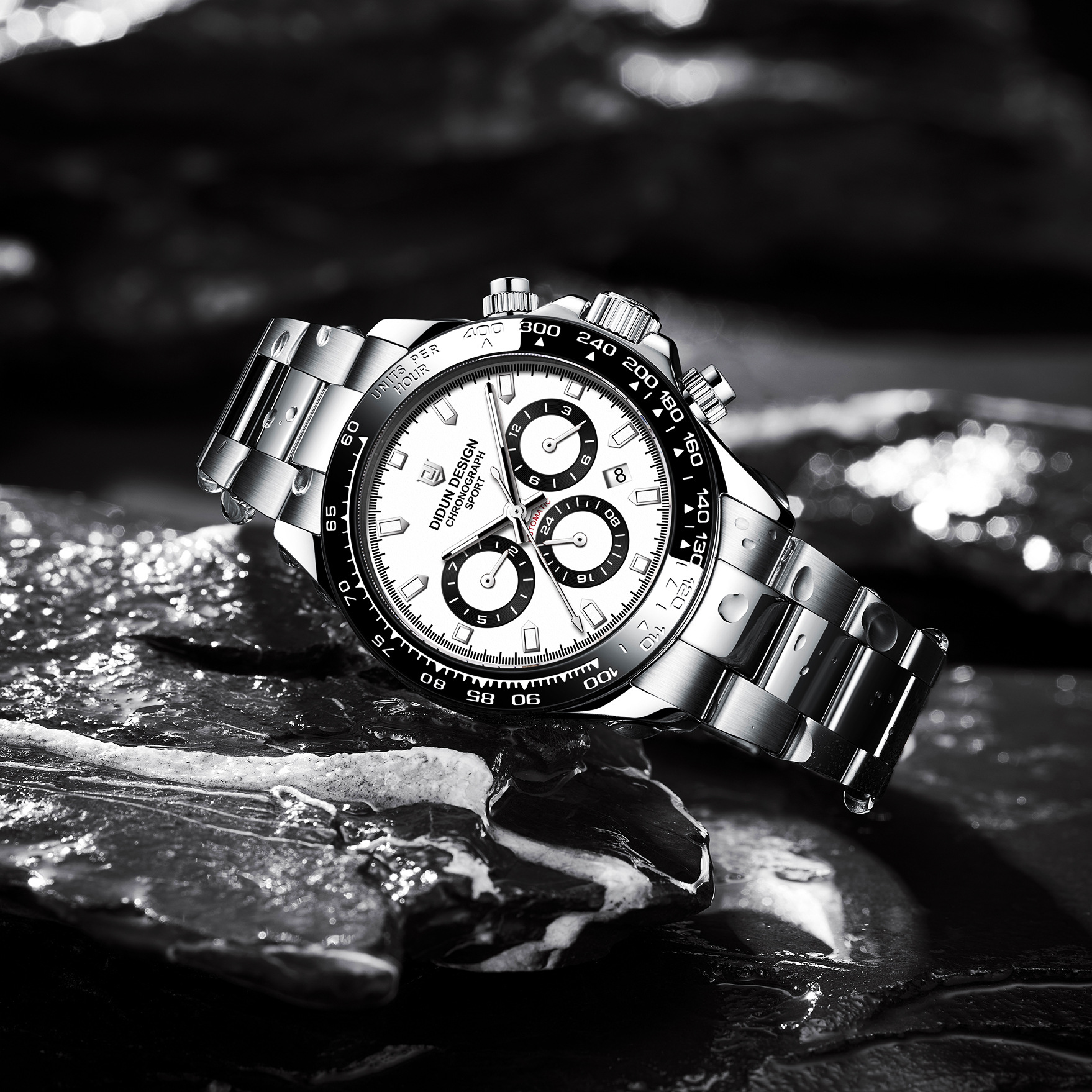 迪顿商务机械表男士多功能夜光防水不锈钢机械男表一件代发