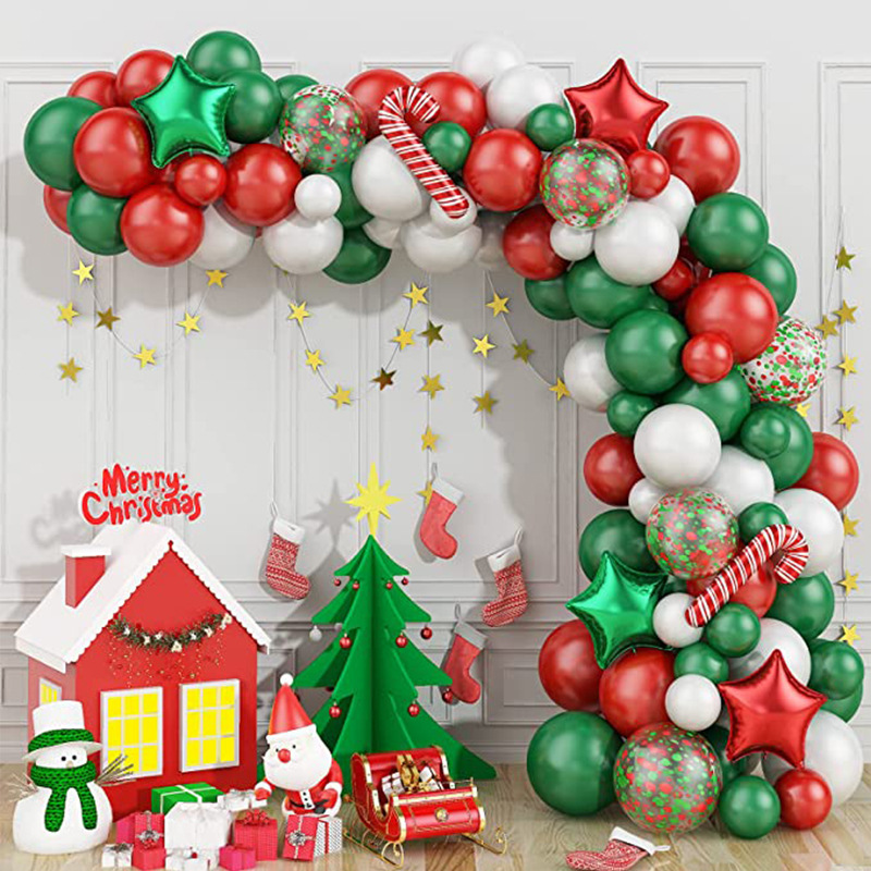 Cross-Border Christmas Rubber Balloons Arch Garland Party Decoration Supplies Christmas Decorations Arrangement Balloon Set