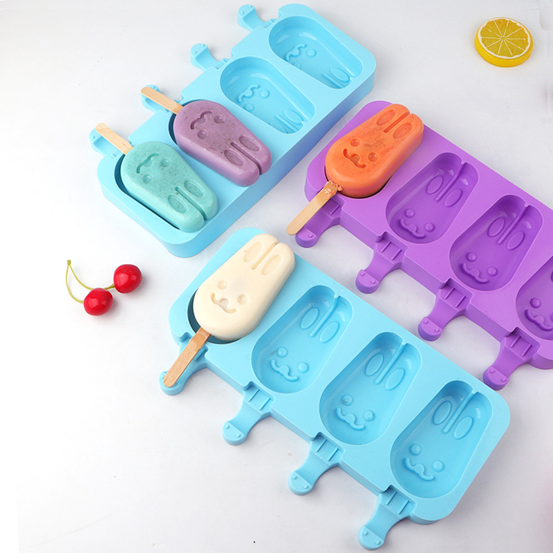 Rabbit Ice Cream Mold Household Homemade Smiley Face Ice Cream Cheese Stick Mold Fondant Silicone Popsicle Mold