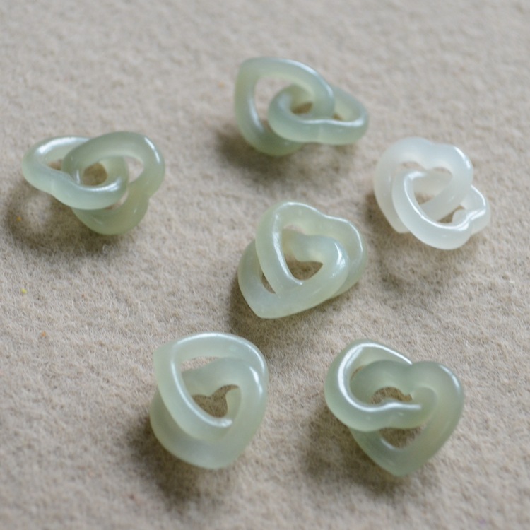 15mm和田玉心形环环相扣吊坠 手链项链吊坠配饰