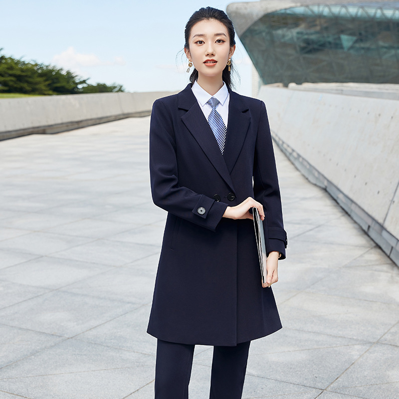 工作服风衣女冬职业中长款空姐修身售楼部毛呢大衣女气质工装高端