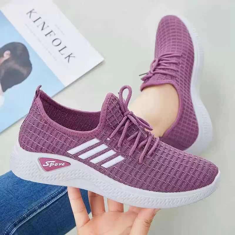 2023 New Sports Shoes Women's Breathable Mom Shoes Summer Soft Bottom Korean Style Low-Top Casual Flying Woven Old Beijing Cloth Shoes